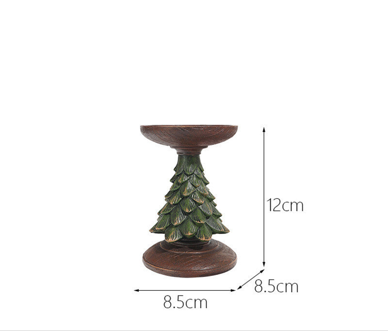 Resin Wooden Christmas Tree Candle Holder