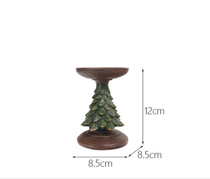 Resin Wooden Christmas Tree Candle Holder