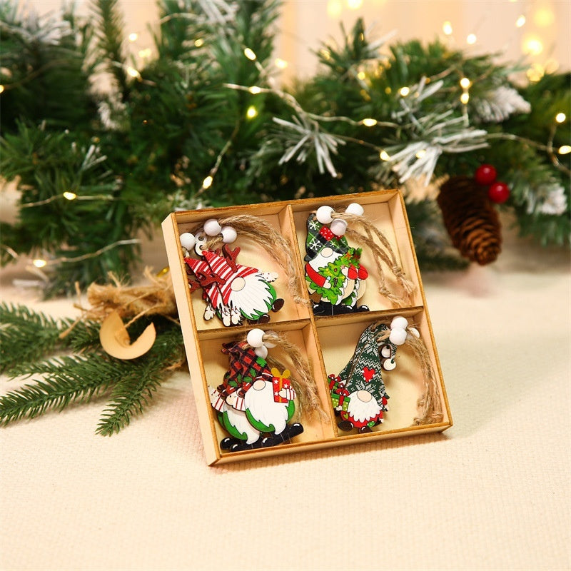 Wooden Colorful Christmas Tree Ornaments