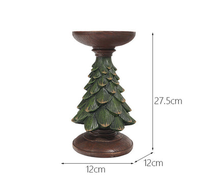 Resin Wooden Christmas Tree Candle Holder