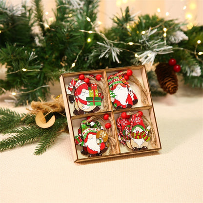 Wooden Colorful Christmas Tree Ornaments