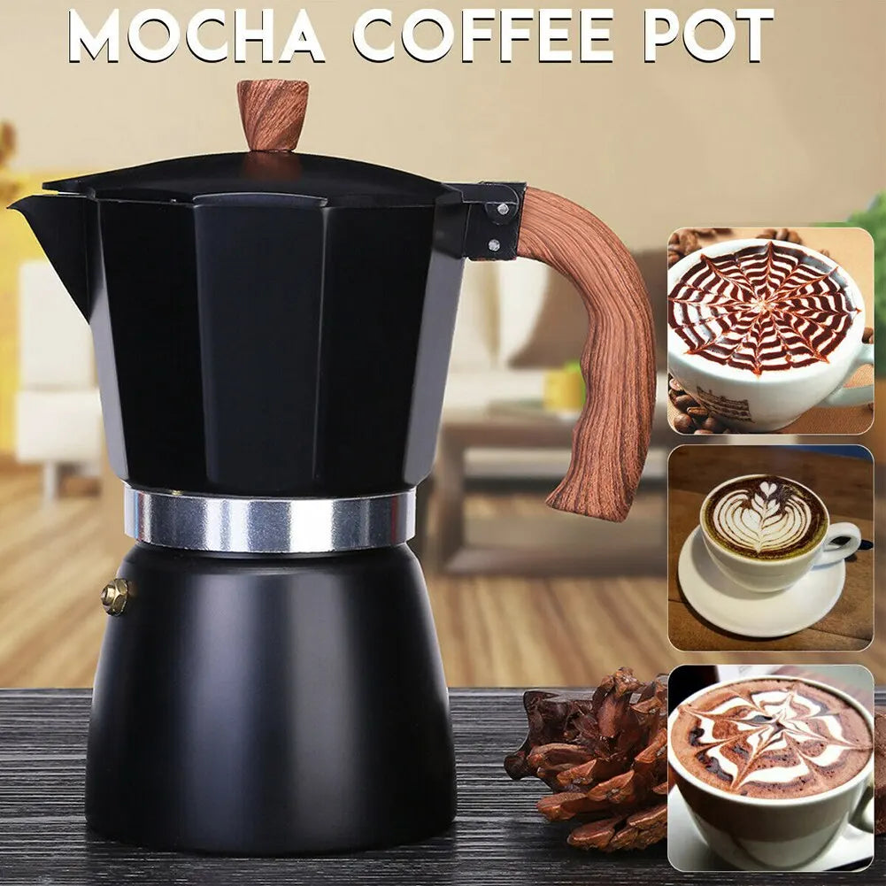 150ml 300ml Vintage Wooden Handle Maker Moka Pot