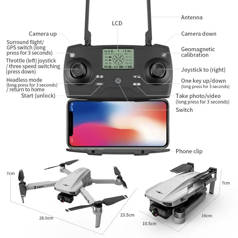 4K Professional Mini GPS Drone Camera Brushless