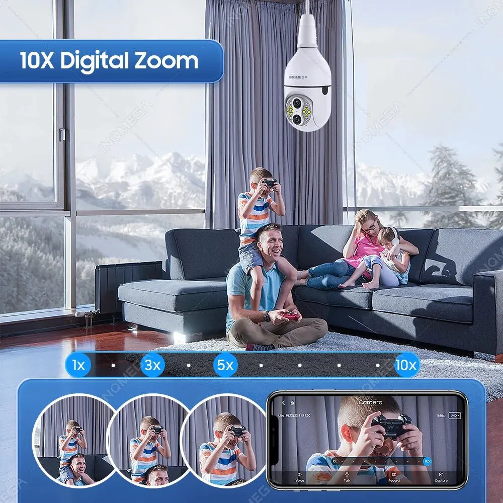 4MP 10X ZOOM Light Bulb Security Camera