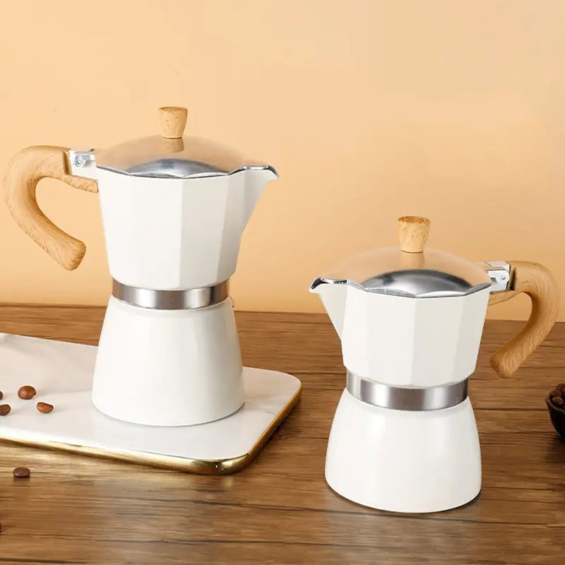 150ml 300ml Vintage Wooden Handle Maker Moka Pot