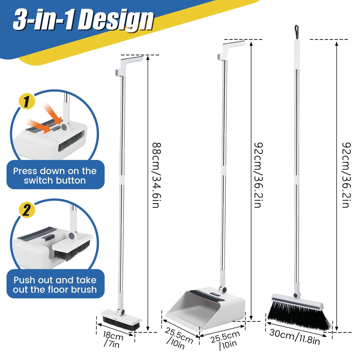 Thickened Long Handled Floor Brush and Vacuum Cleaner