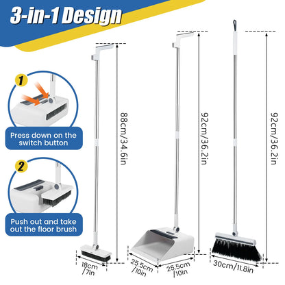 Thickened Long Handled Floor Brush and Vacuum Cleaner