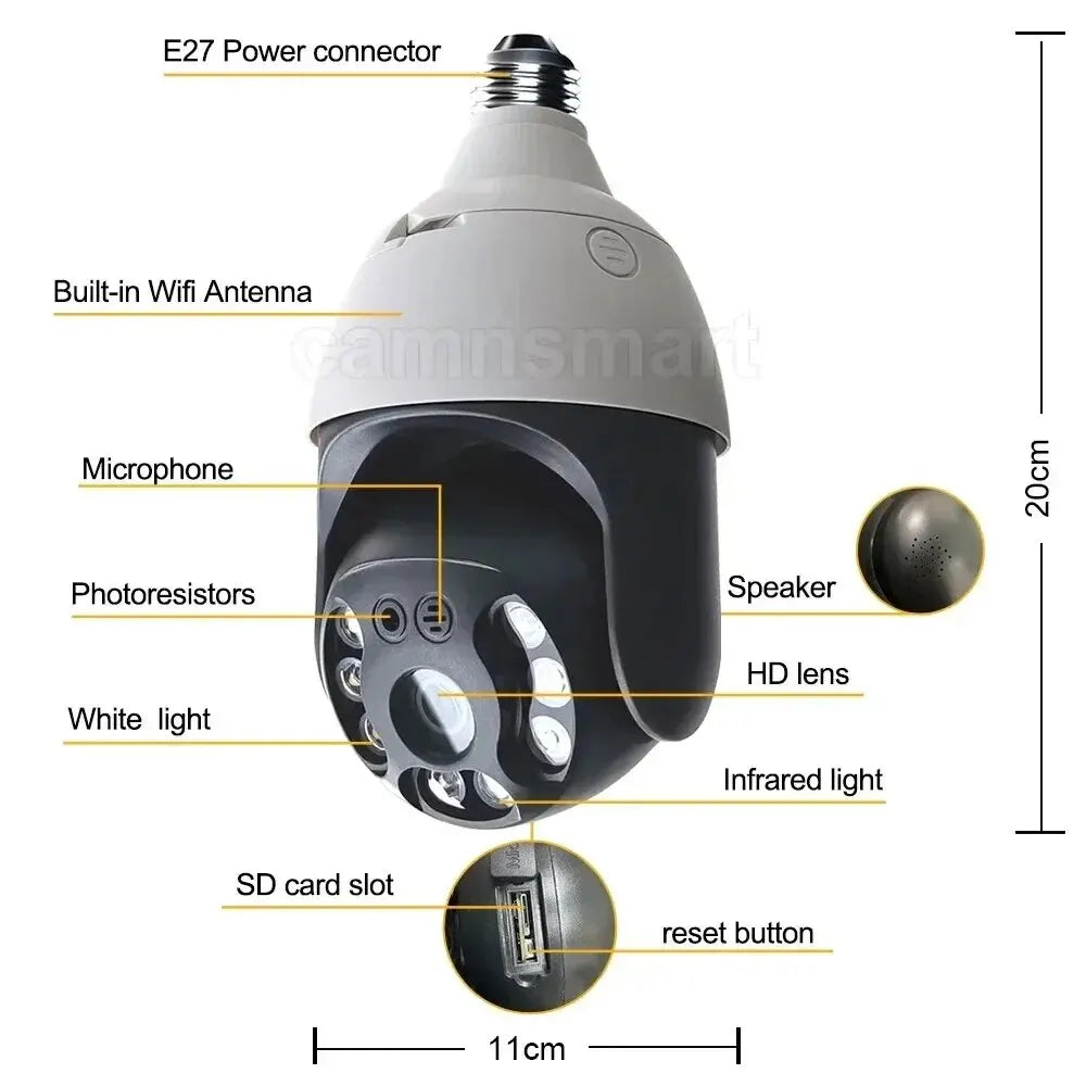 5G 4MP/5MP Alexa Wireless Bulb Camera