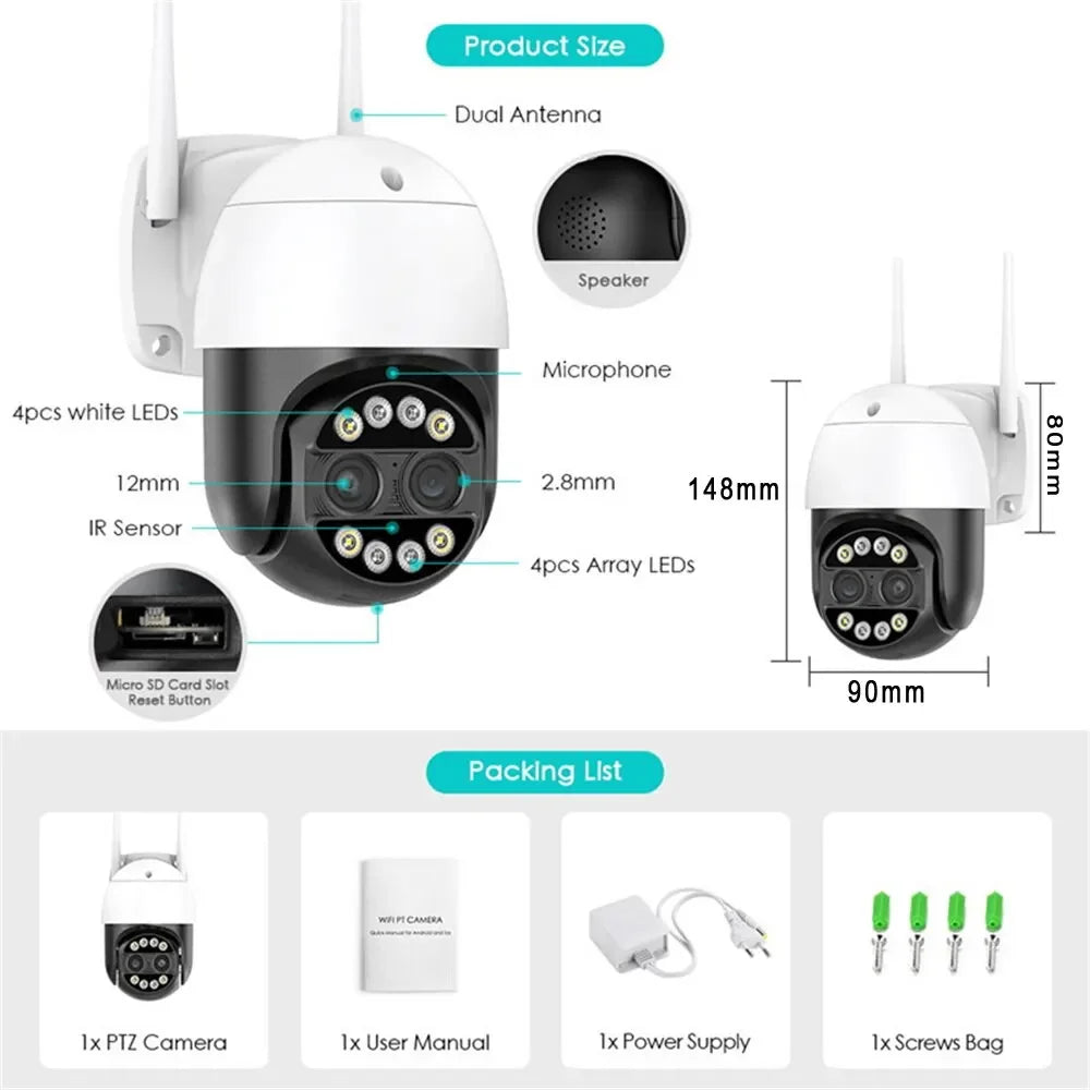 WiFi IP 8MP Dual Lens Home Security Camera