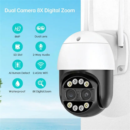 WiFi IP 8MP Dual Lens Home Security Camera