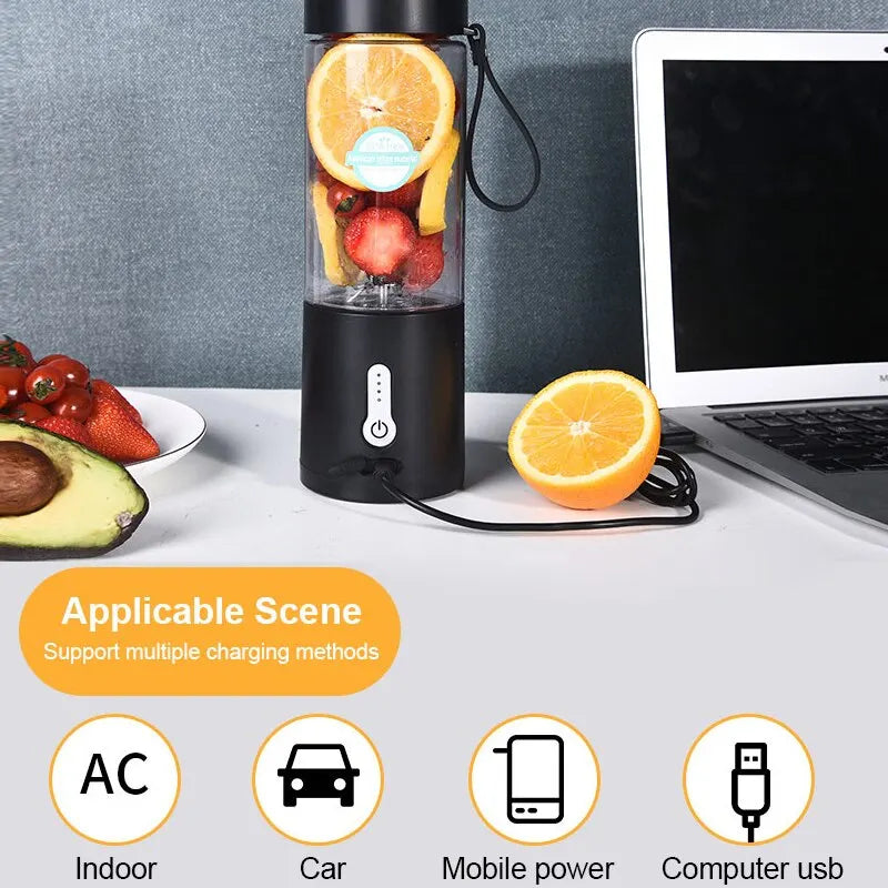 530ML Portable Rechargeable Fruit Mixer Juicer