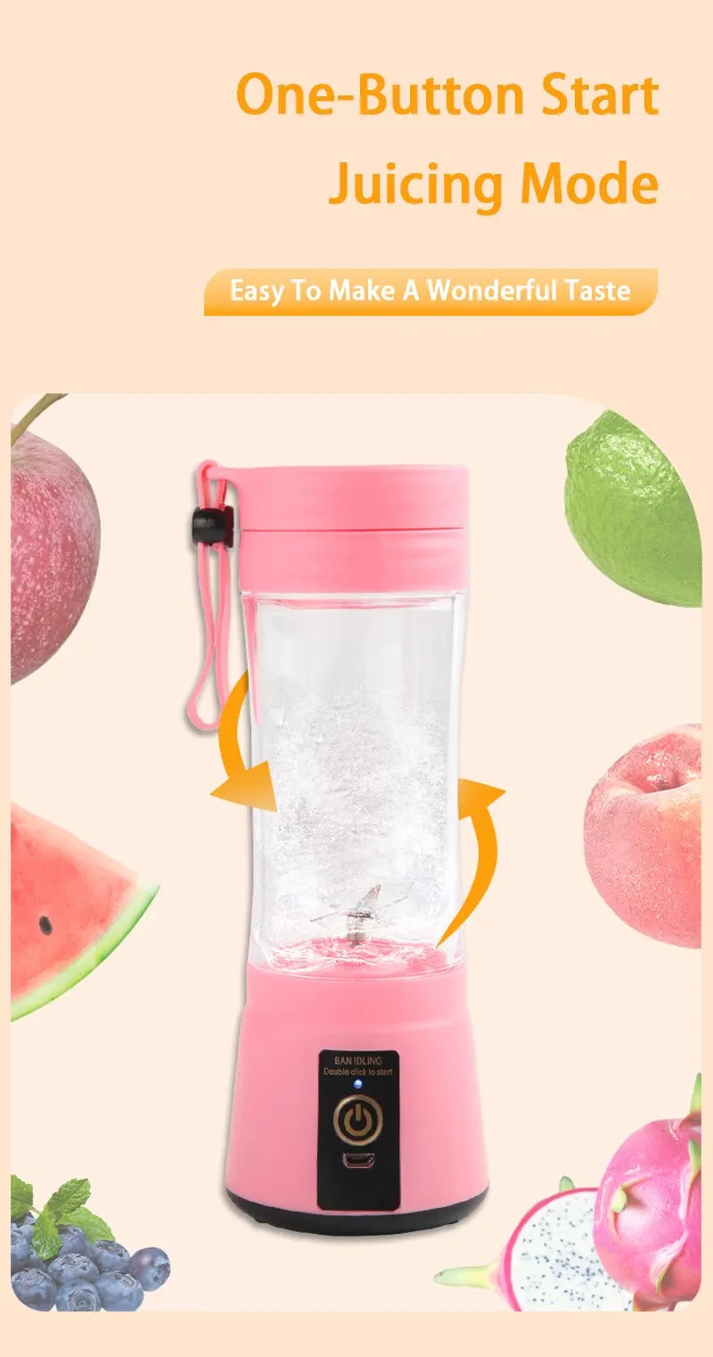 Portable Electric Mini Bottle Juicer 6 Blades