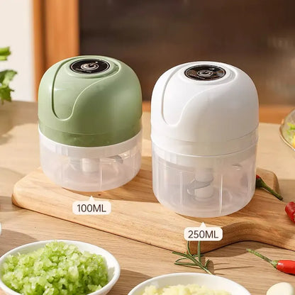 1pc Green/White Electric Kitchen Garlic Chopper