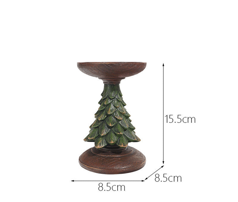 Resin Wooden Christmas Tree Candle Holder